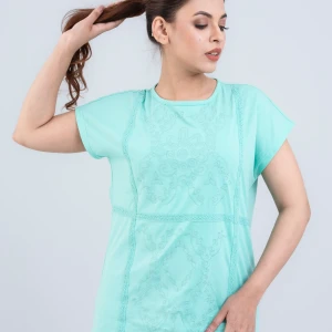 Regular Fit Crew Neck T-Shirt with Tonal Embroidery